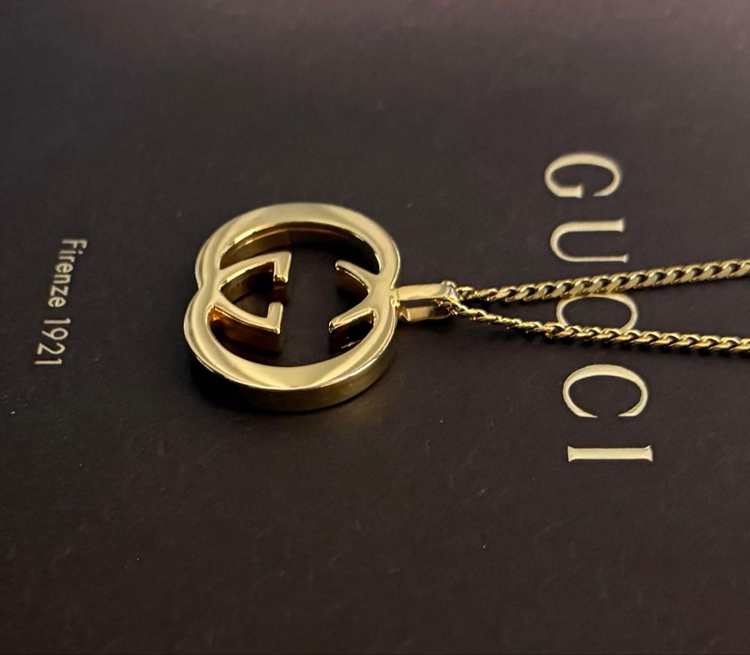 極美品✨ GUCCIグッチインターロッキングG チャーム&ネックレス 付属品込み