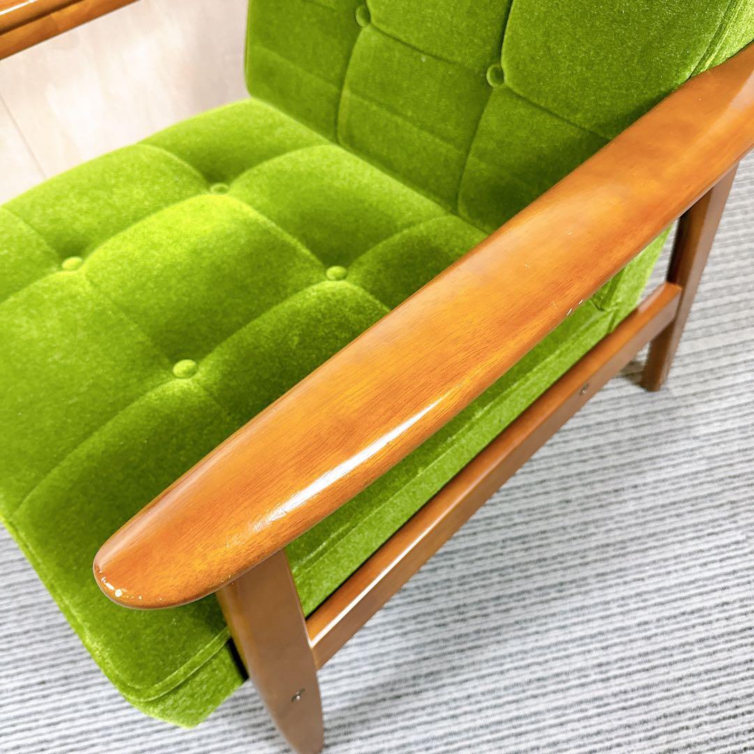 【美品】カリモク60 Kチェア モケットグリーン ソファ 1人
