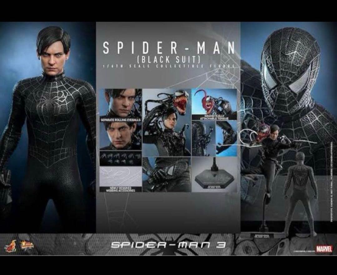 【中古美品】ホットトイズ 1/6 スパイダーマン3 ブラックスーツ
