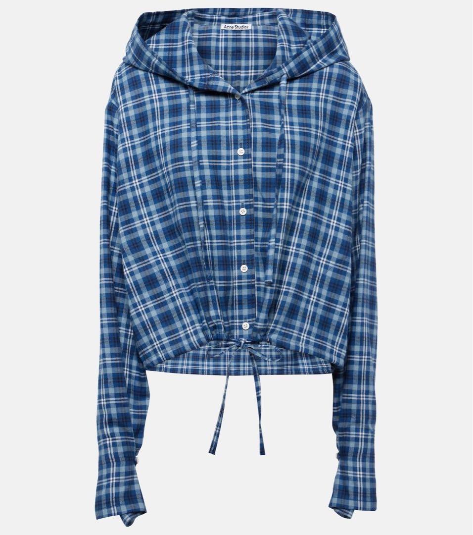 アクネストゥディオズ　チェックフード付きオーバーシャツ
