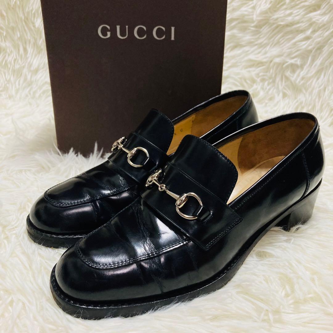 GUCCI グッチ　シルバー　ホースビット　パンプス　ラグソール　1/2 36