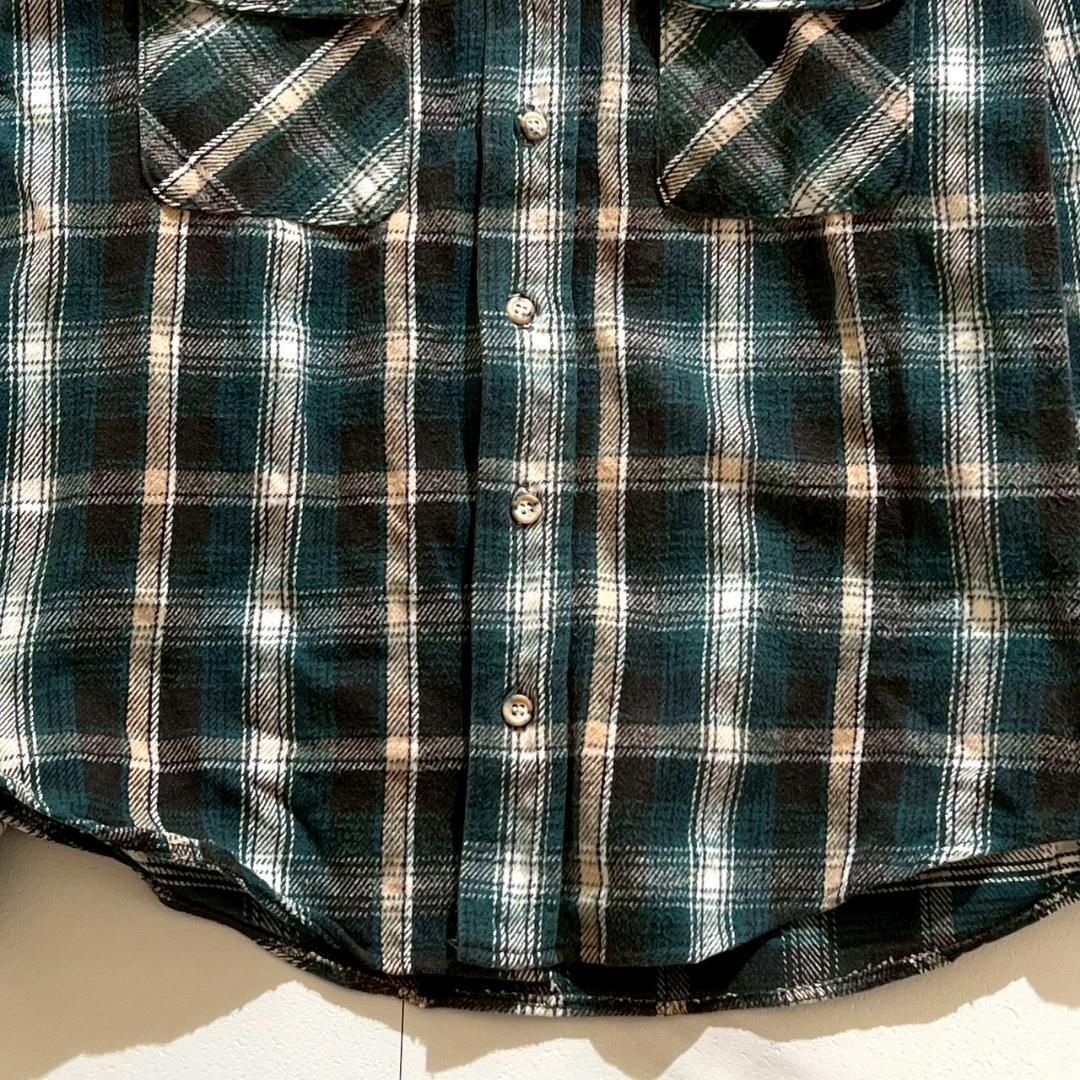 90s　好配色　FIVE BROTHER　厚手　　フランネルシャツ　緑　XL