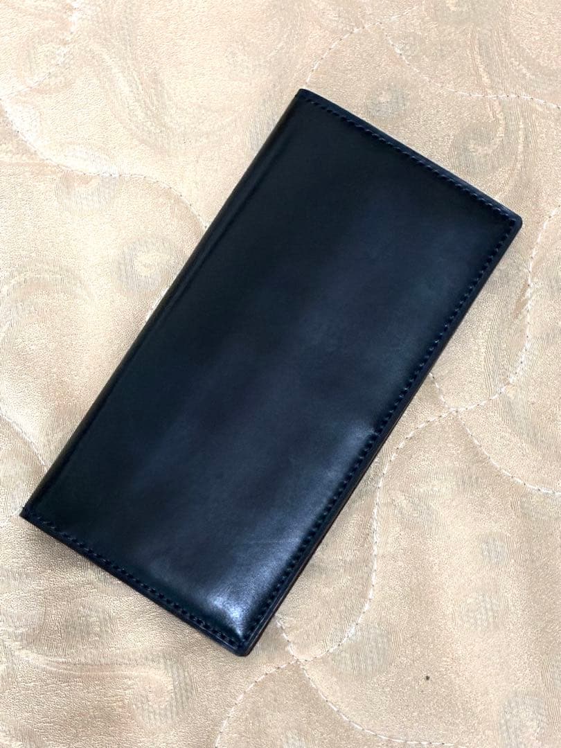 GANZO シェルコードバン2 ファスナー小銭入れ付き長財布 ネイビー