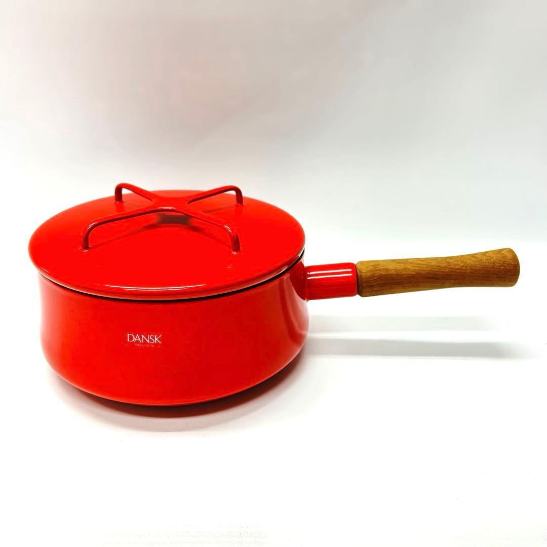 DANSK 赤い片手鍋 木製ハンドル