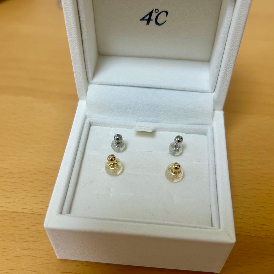 【4℃ ヨンドシー】　K18、プラチナ　ピアス　4個 ケース付き