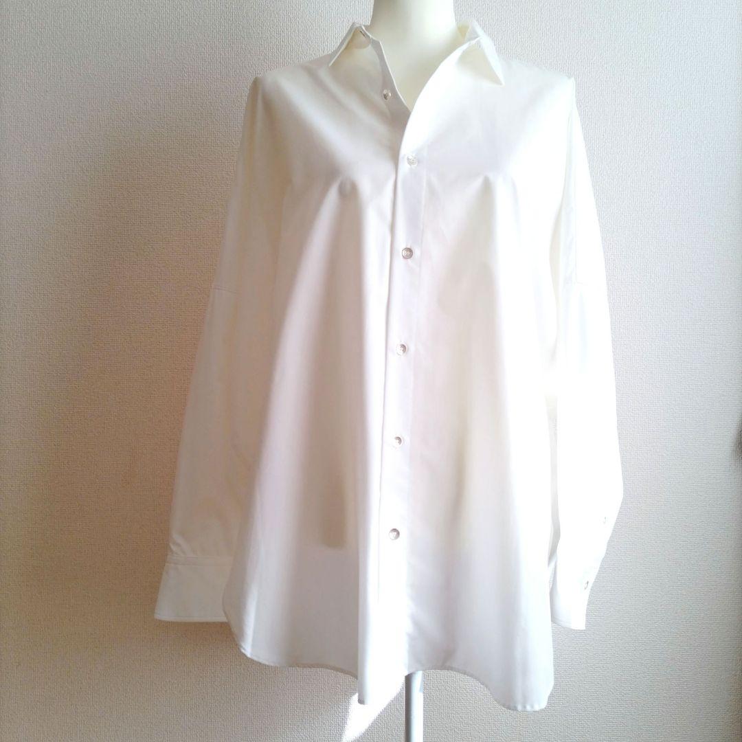LOUNGEDRESS サテンBIGシャツ 長袖 ホワイト サイズフリー