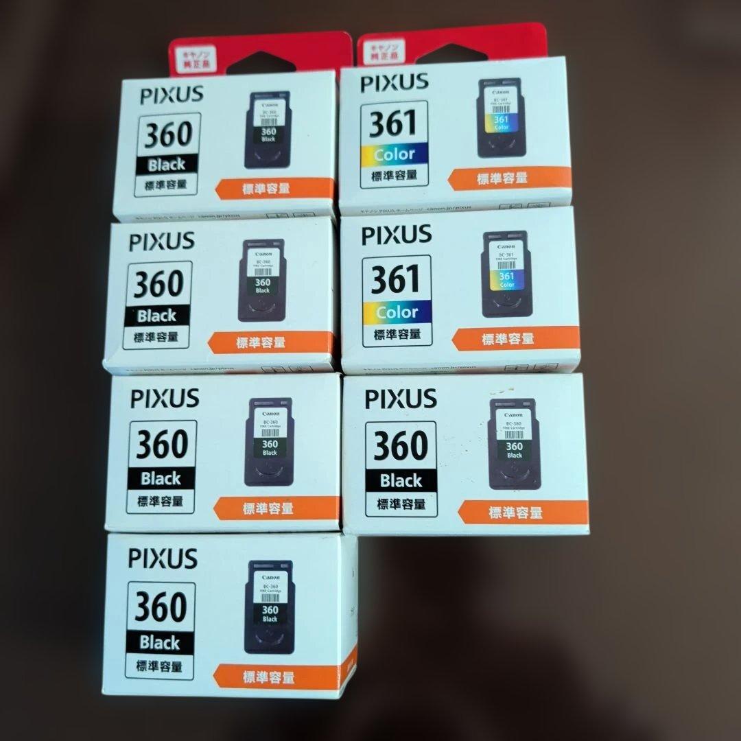 Canon.プリンターインク 360✖️5ケ：361✖️２ケ：標準容量