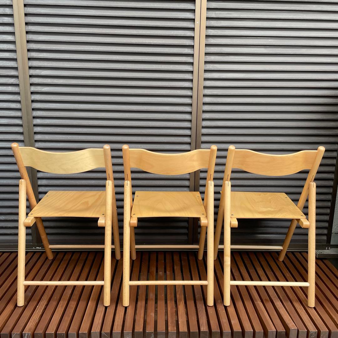 無印良品　廃盤　木製折りたたみチェア　3個セット
