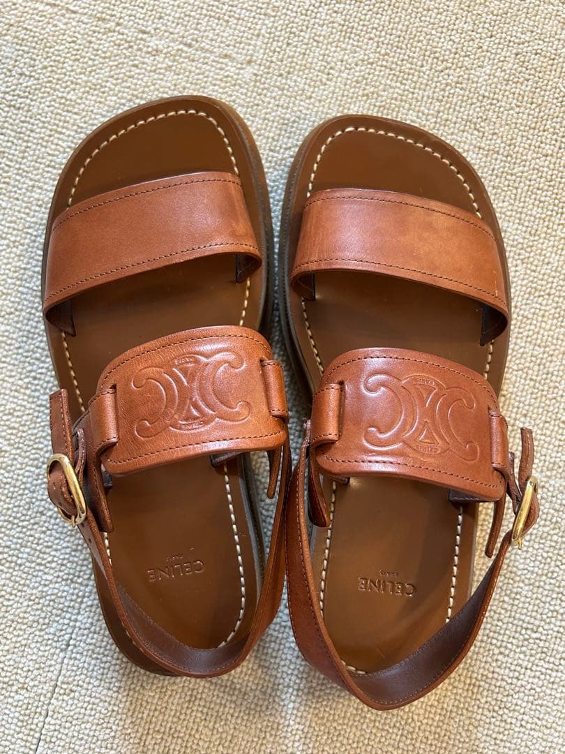 totomini  CELINE ブラウンレザーサンダル
