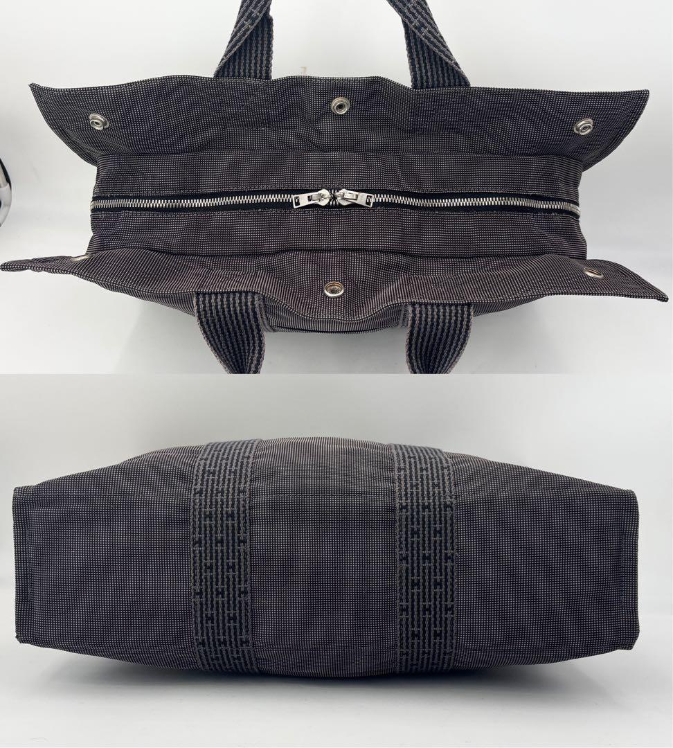 エルメス エールライン MM トートバッグ グレー系 鞄 カバン カデナ