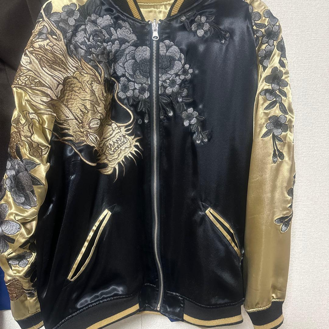 値下げ不可絡繰魂 粋 画竜点睛 刺繍 和柄 リバ－シブル スカジャン