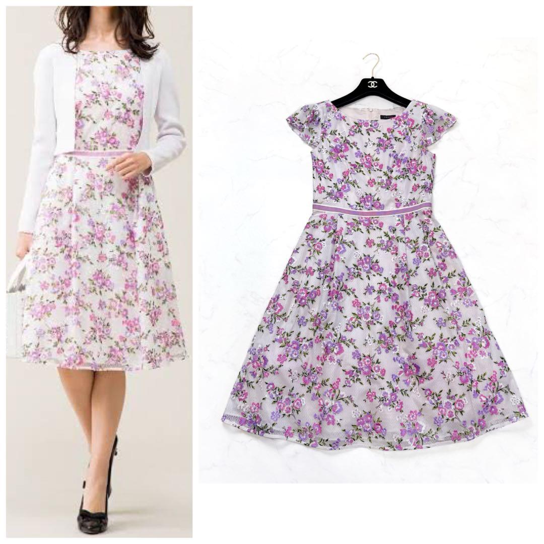 TOCCA トッカ CINI ドレス 花柄 刺繍 ワンピース フレア 0 ピンク