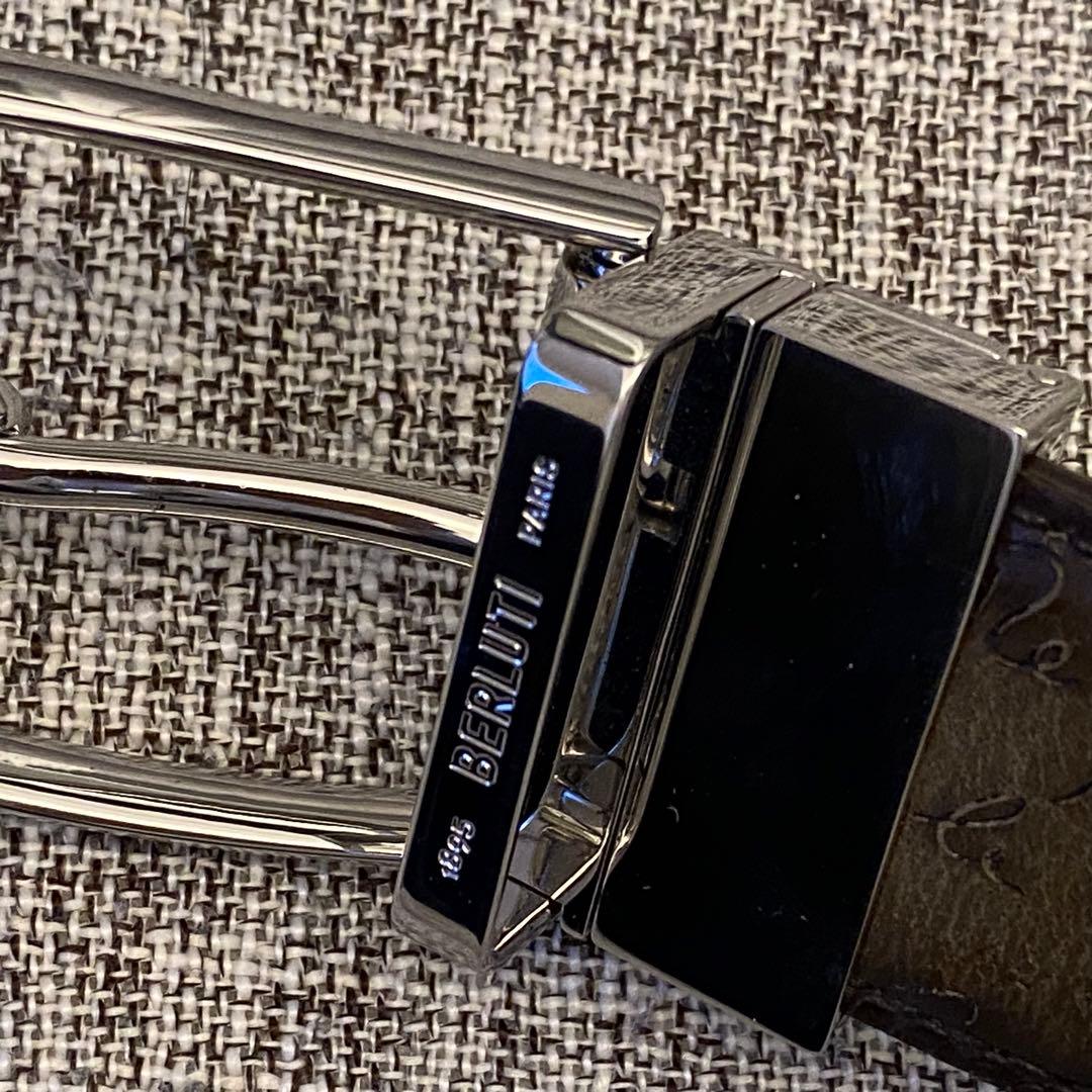 【超希少】ベルルッティ　ベルト　リバーシブル　カリグラフィー　メンズ　ブラウン