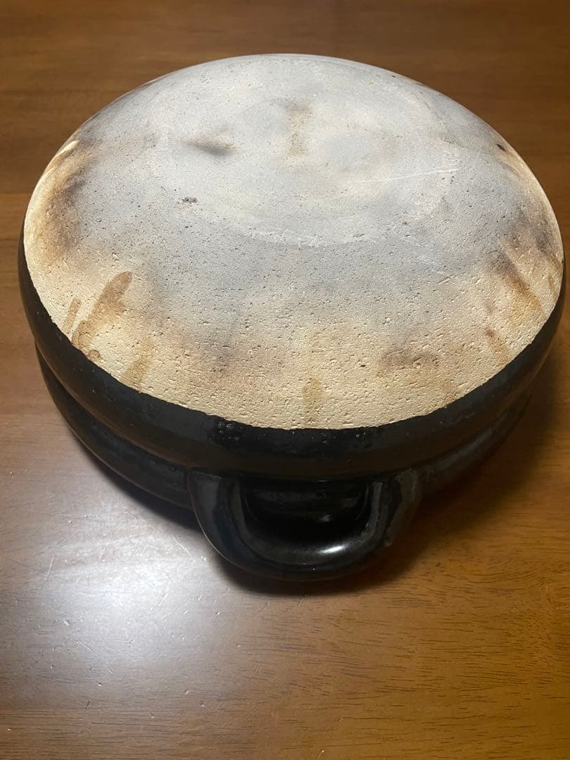 長谷園　ヘルシー蒸し鍋（黒）　大 （陶製すのこ付