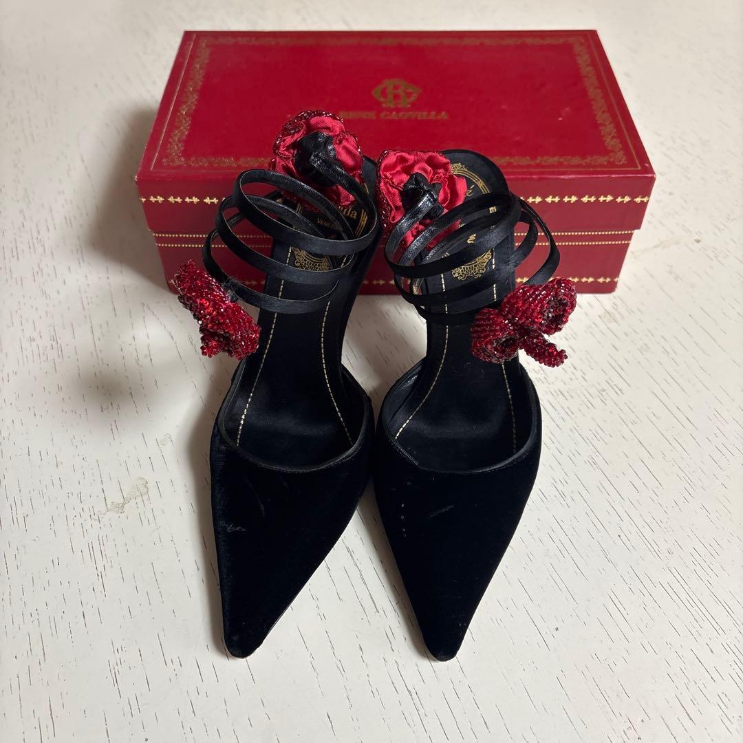 René Caovilla ブラックハイヒール パーティシューズ