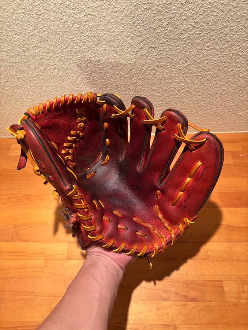 【ミズノプロ】硬式 投手用 グローブ｜良型 即戦力 レッド×イエロー