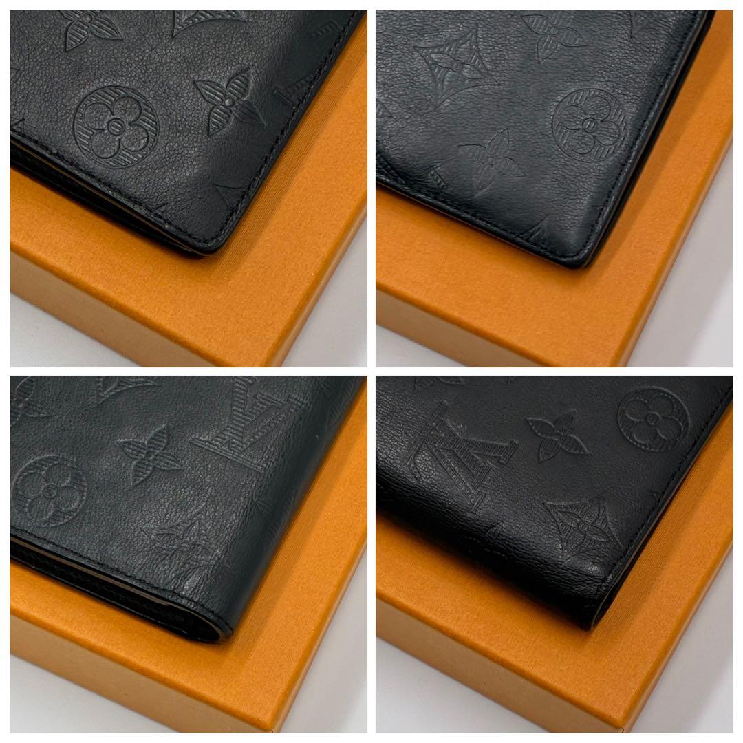 ルイヴィトン　ポルトフォイユブラザ　モノグラム　シャドウ　二折り長財布　ブラック