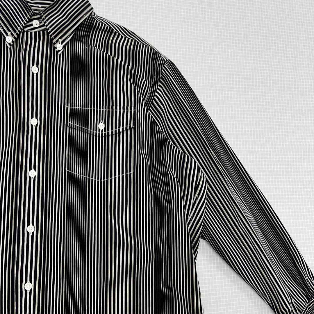 【美品】小倉縞縞 小倉織 ボタンダウンシャツ Monochrome Cubic