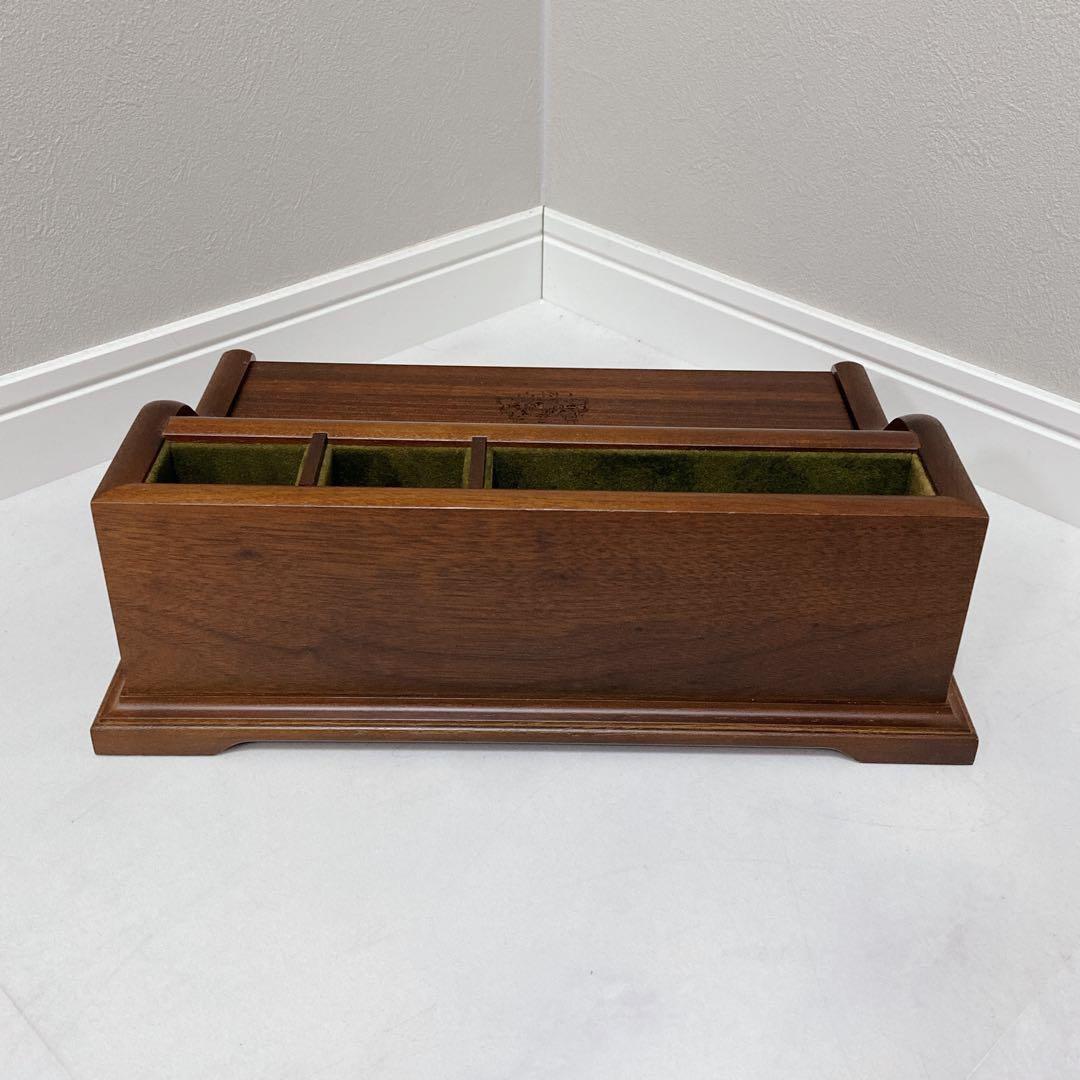 マホガニー製　デスクオーガナイザー　未使用　木製　印鑑　メモ　ペン立て