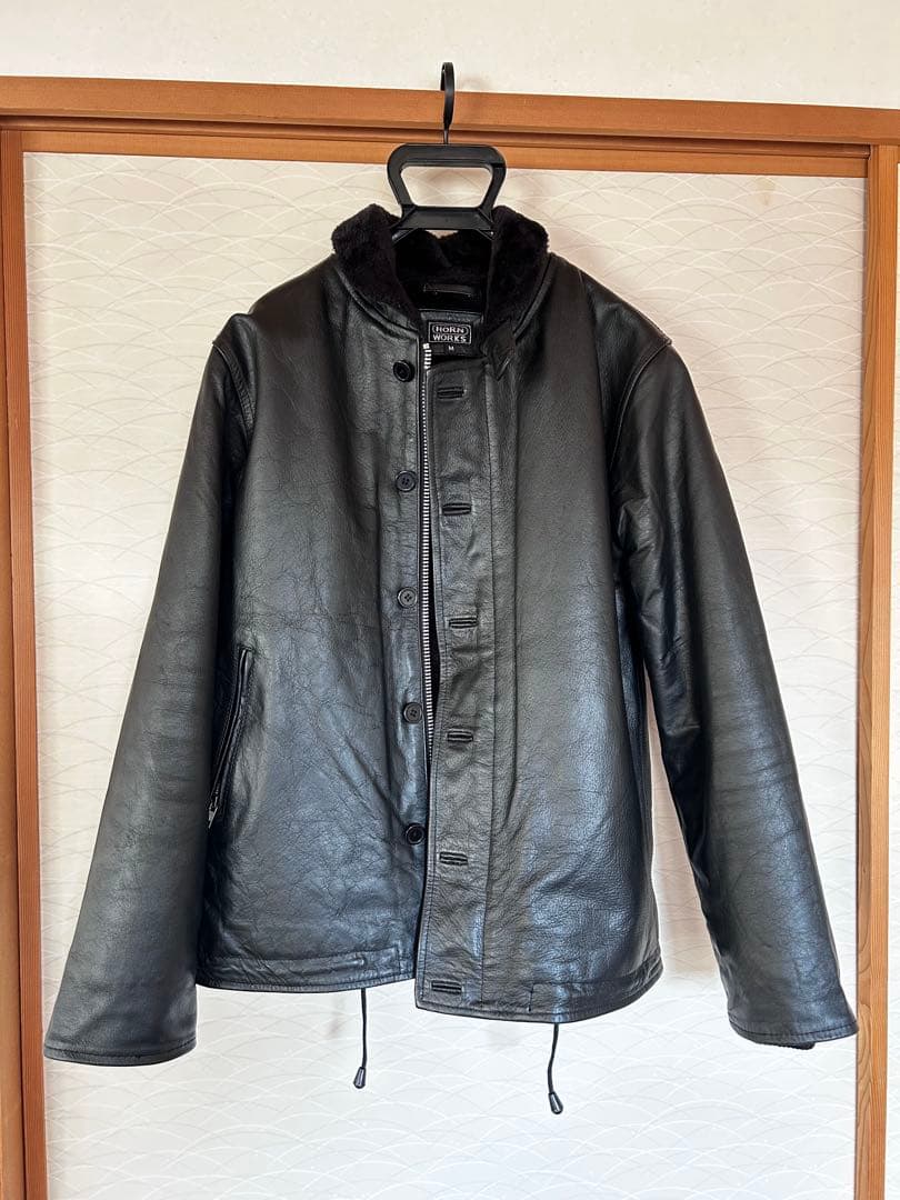 期間SALE /ブラック牛革ジャケット /ボア付き
