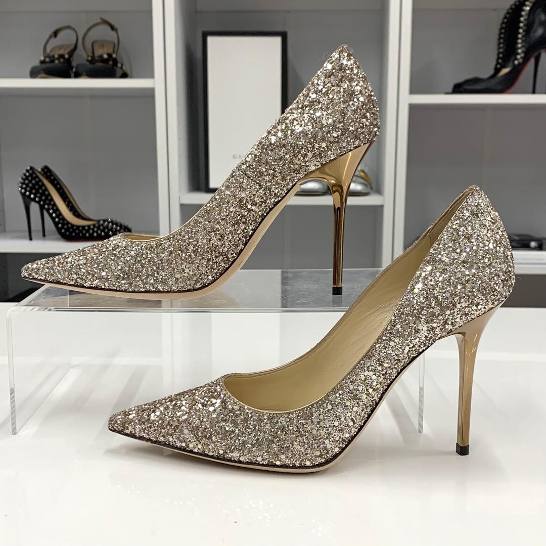 ジミーチュウ グリッター パンプス ゴールド