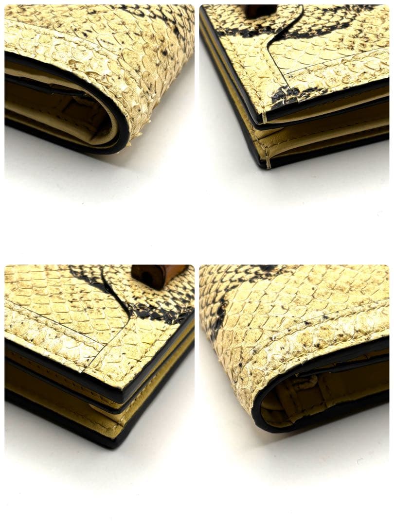 希少 グッチ ダイアナ パイソン マーモント GG バンブー 二つ折り財布 箱