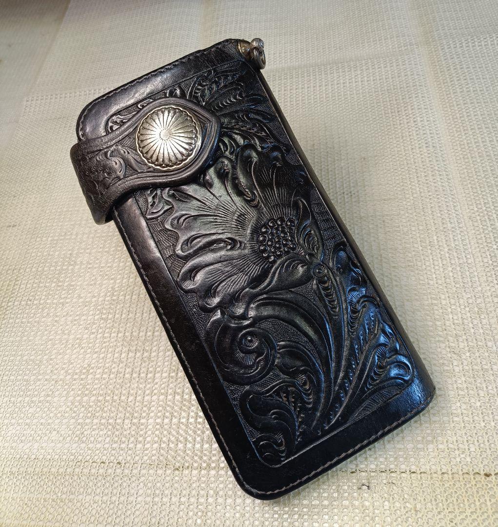 FUNNY カービング ライダースウォレット バイカーズウォレット 長財布 本革