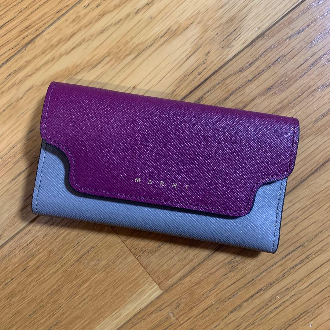 MARNIバイカラーキーケース　紫×グレー
