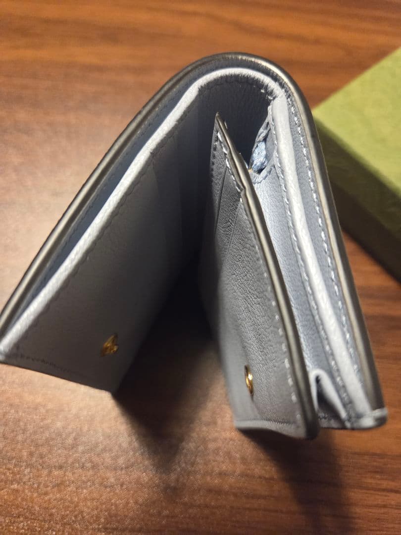 GUCCI☆美品 二つ折り財布 701489/GGアイスクリーム/ブルー