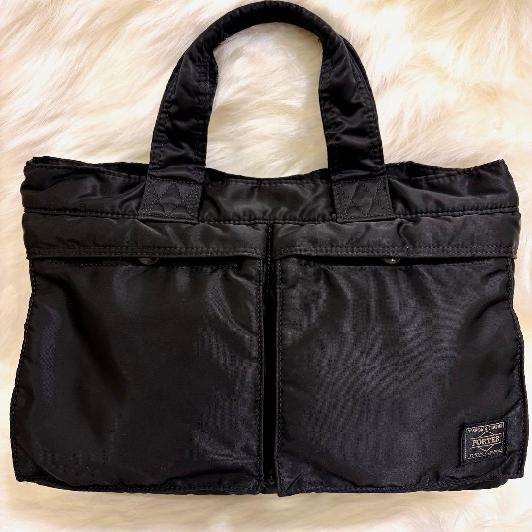 【美品】PORTER（ポーター）タンカー ミニ ハンドバッグ トートバッグ 黒