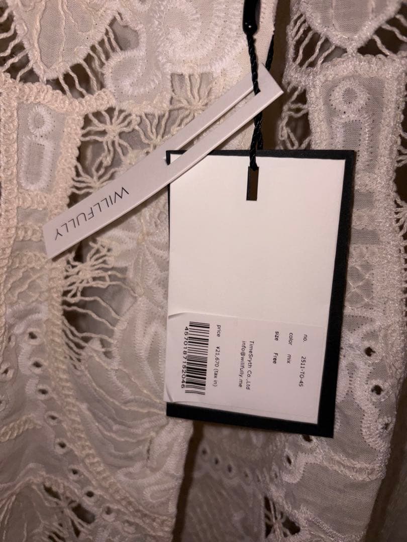 新品　タグ付きwillfully /スカラップパッチワークレースシャツジャケット