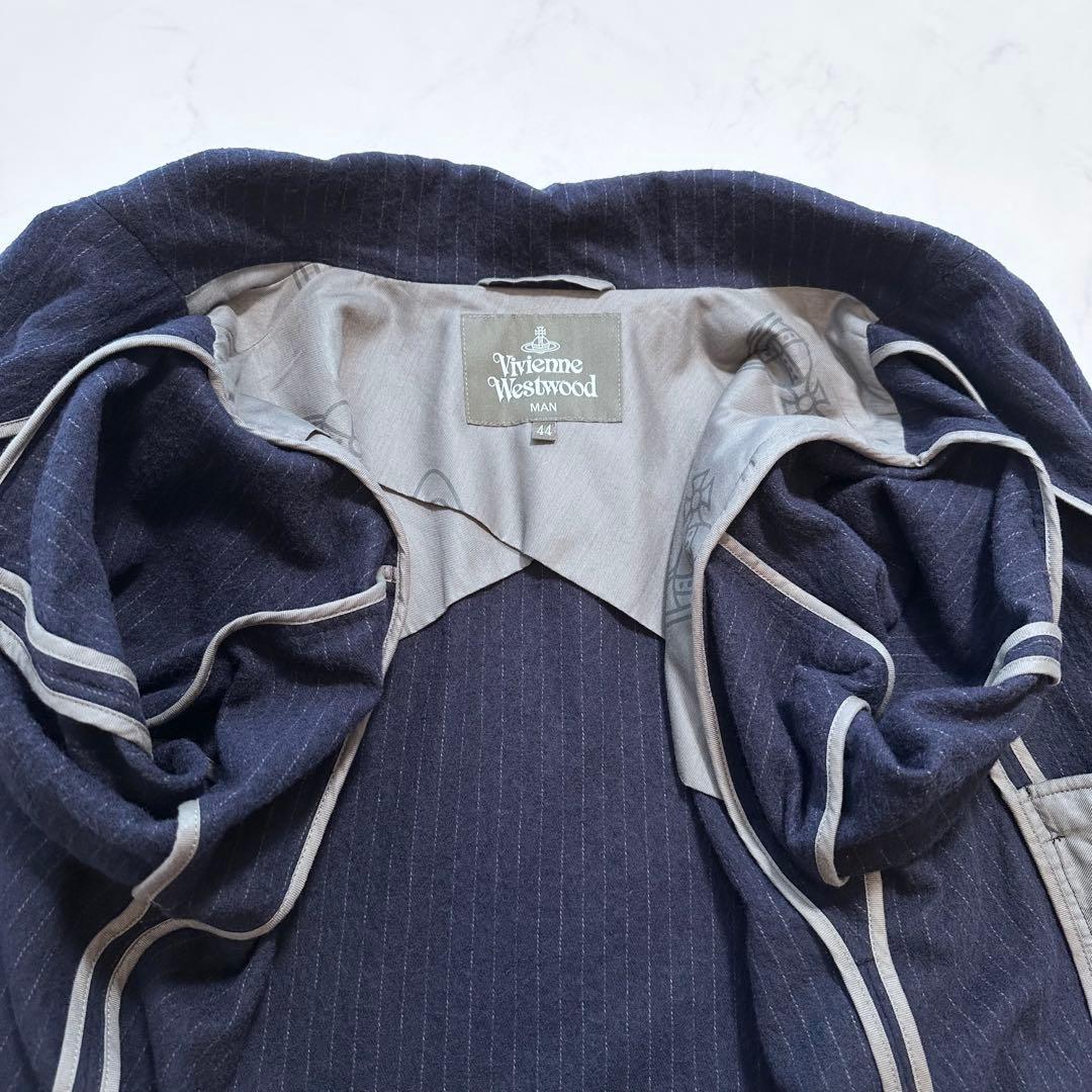 現行品✨ヴィヴィアンウエスドウッドマン プレッジ ストライプジャケット 紺 44