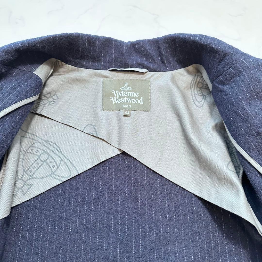 現行品✨ヴィヴィアンウエスドウッドマン プレッジ ストライプジャケット 紺 44