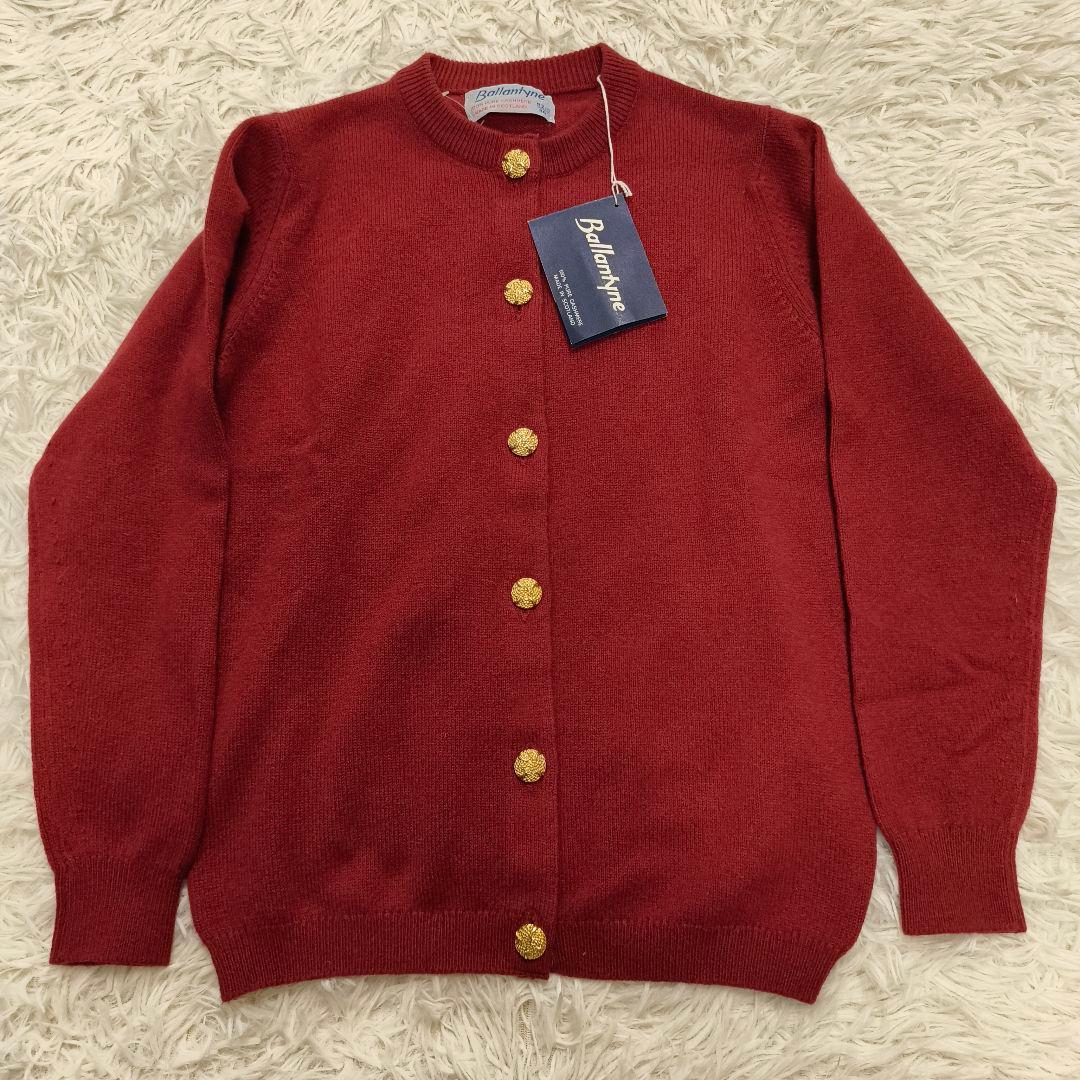 タグ付 バランタイン カーディガン カシミヤ100% 金ボタン テューダーローズ