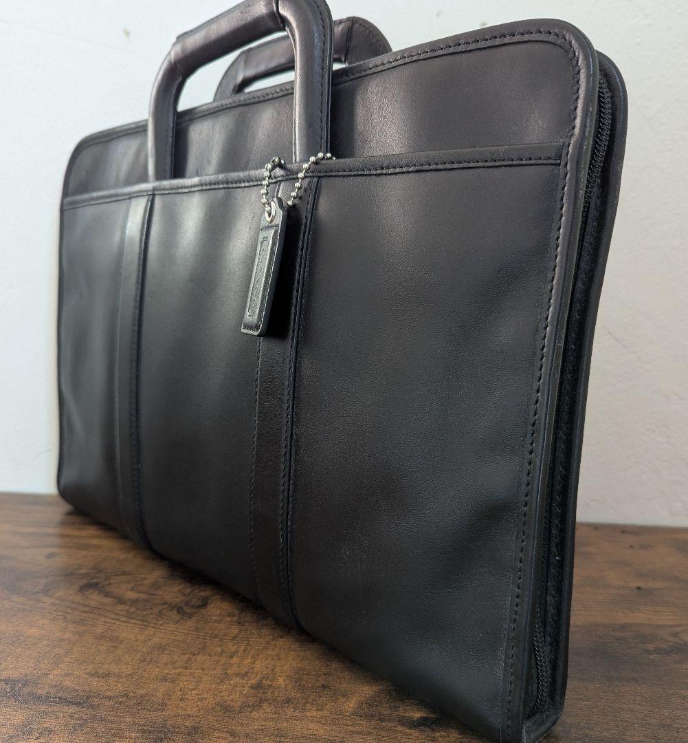 《 USED 》COACH ブラック レザービジネスバッグ