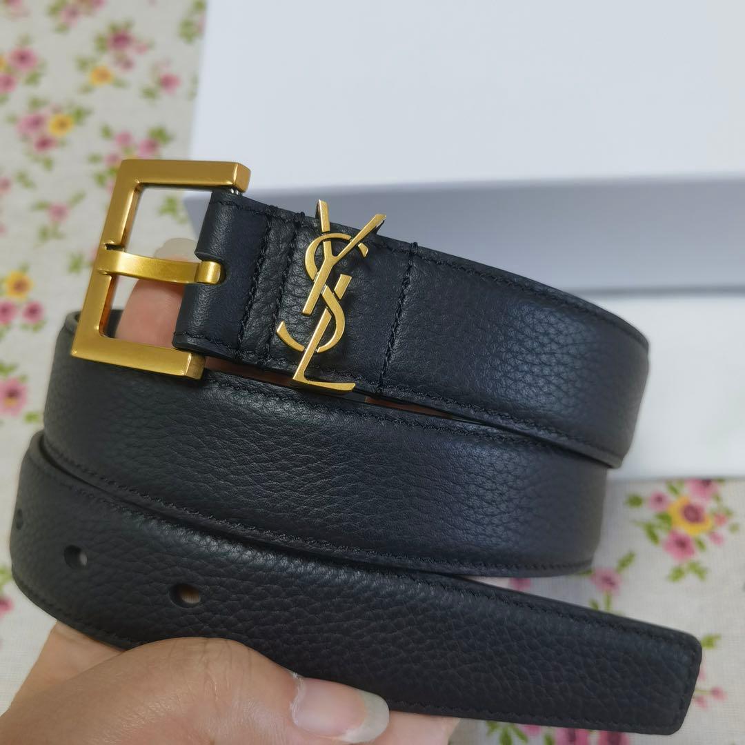 【SAINT LAURENT】YSLモノグラムロゴ レザーベルト 95cm