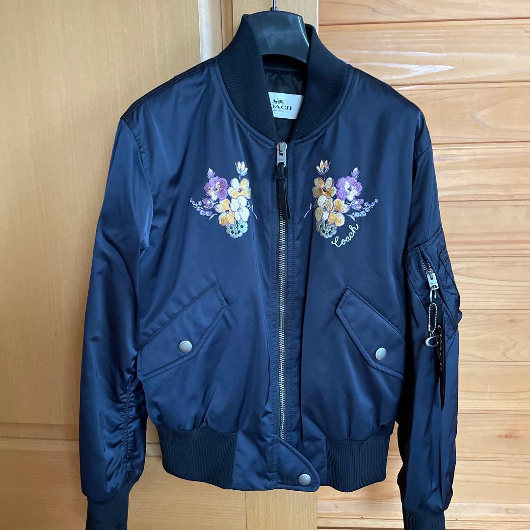 Coach 花柄刺繍 ネイビー ジャケットひむもん