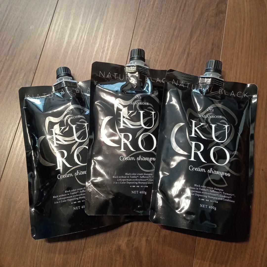 バランローズ KURO ナチュラルブラック白髪染めシャンプー 400g ×3個