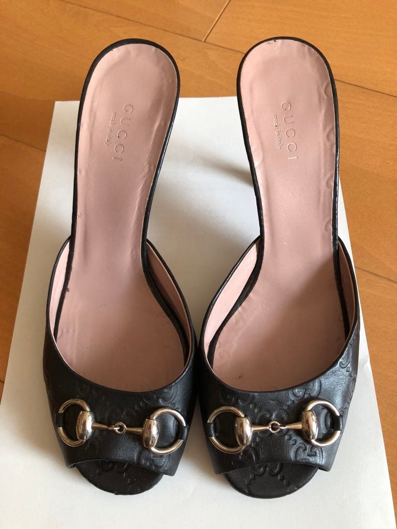 GUCCI ブラック オープントゥ ミュール❣️37