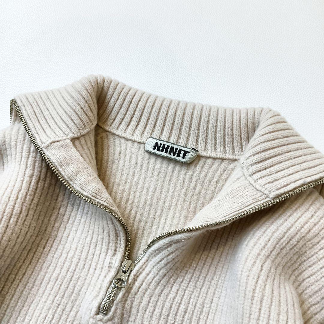 美品✨《NKNIT》ンニット ハーフジップニット リブ スタンドカラー ウールc