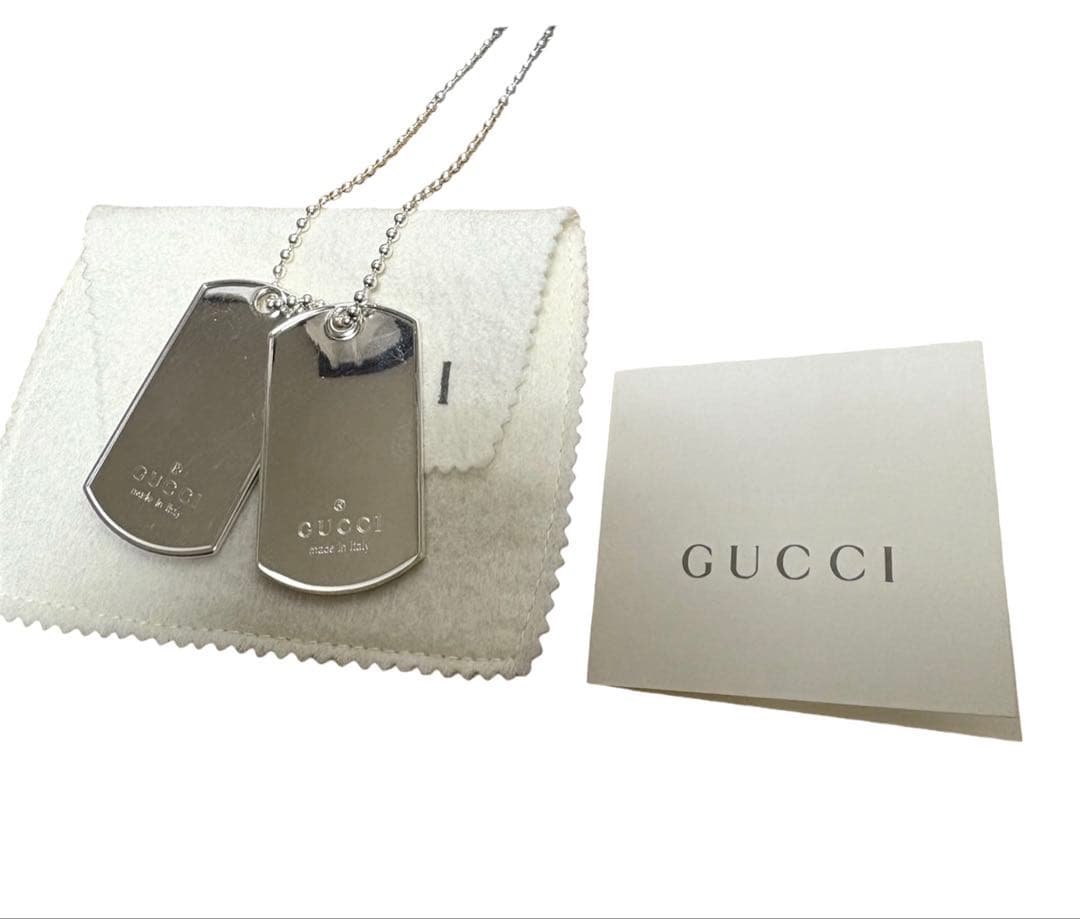 GUCCI ドックタグ　ネックレス　ボールチェーン　シルバー