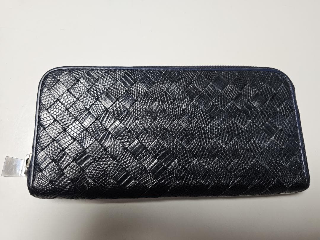 aniary リザード革長財布 ネイビー イントレチャート