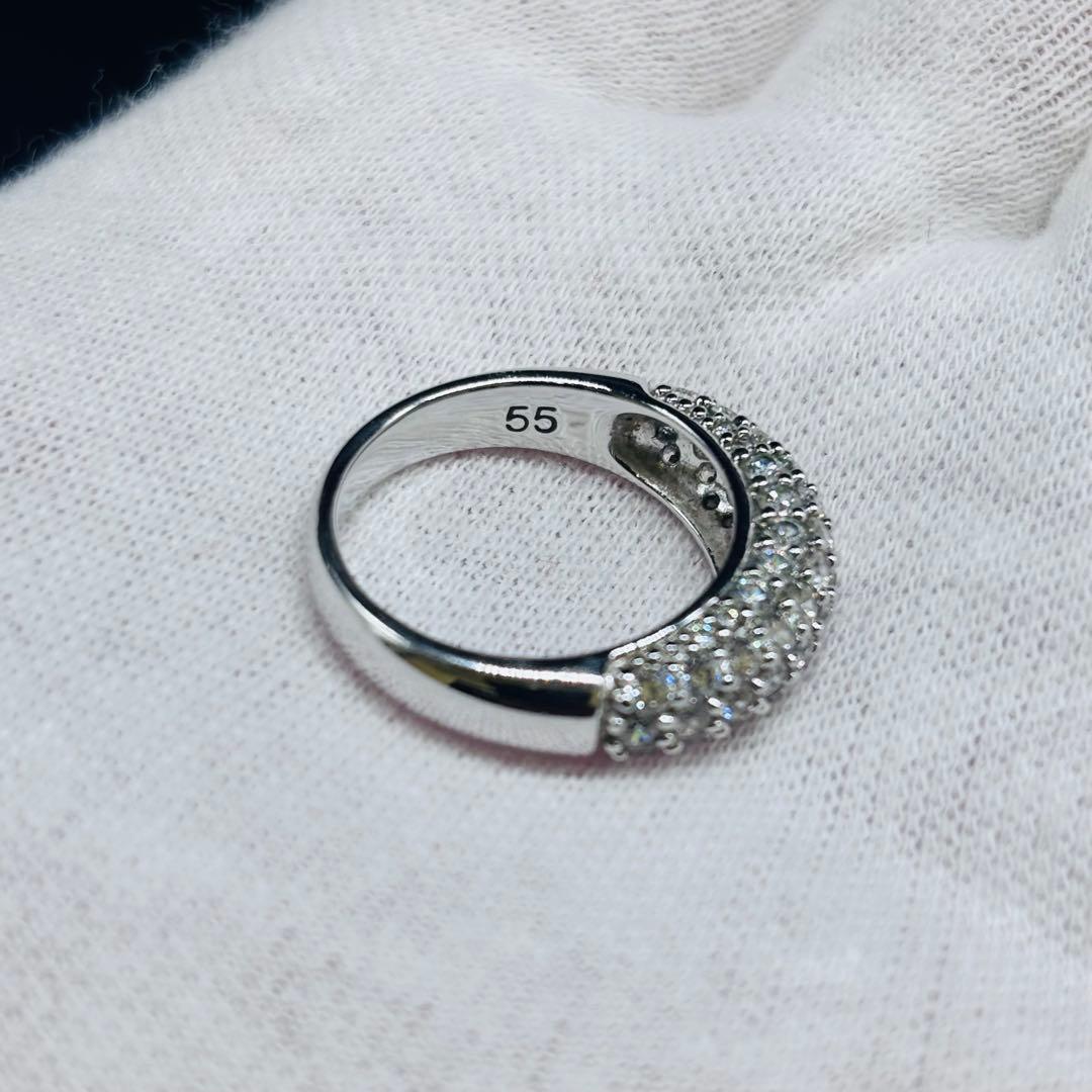 スワロフスキー ハーフパヴェ リング ゴールド シルバー 2点セット 55号