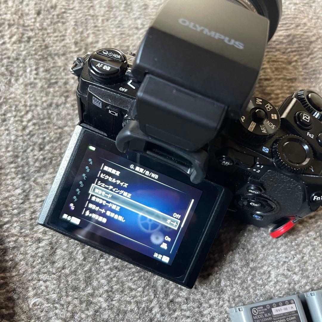 オリンパスE-M1 ミラーレス一眼 レンズセット 電池3個 バッテリーグリップ