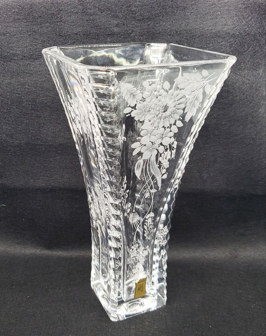 マイセン クリスタルガラス フラワーベース 花瓶 箱付 25cm
